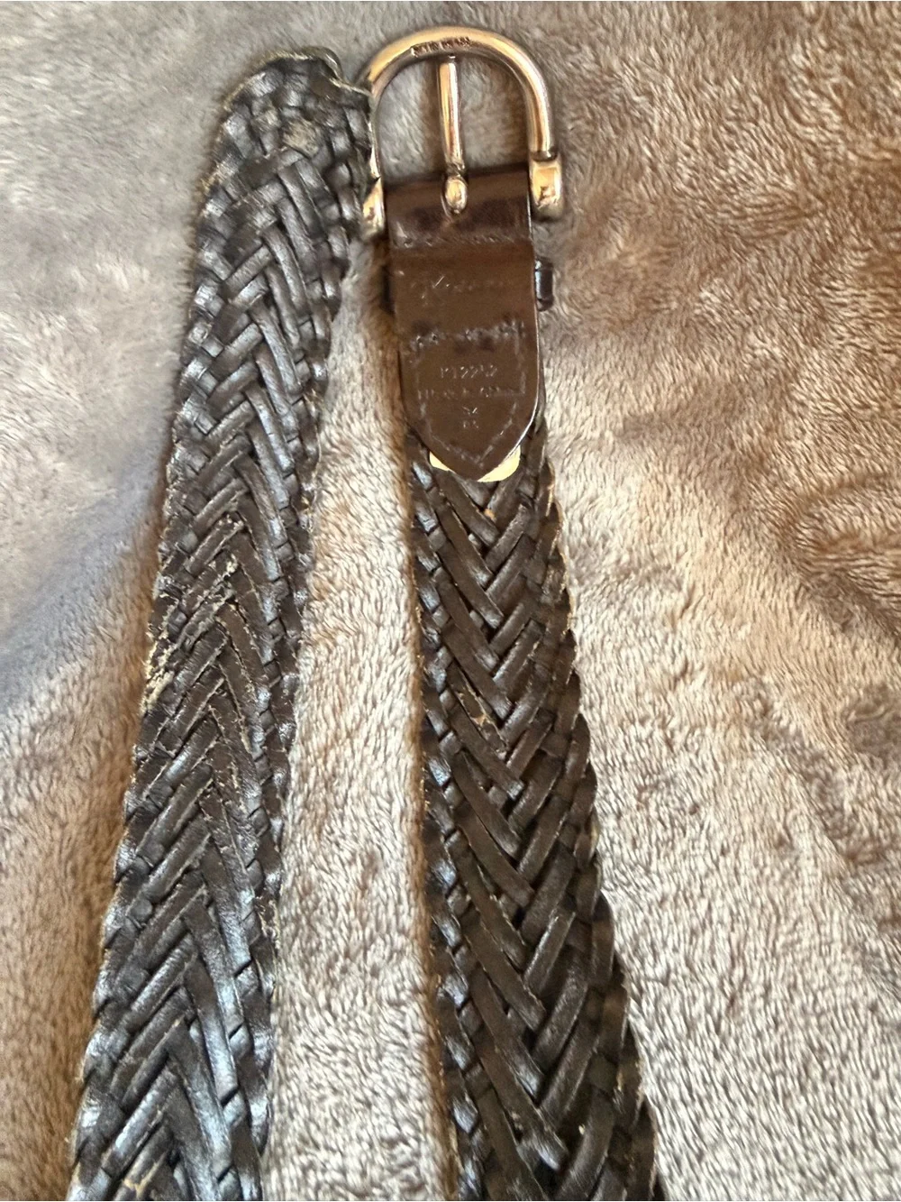 Calvin Klein Black Braided Leather Belt with Silver-Tone Buckle